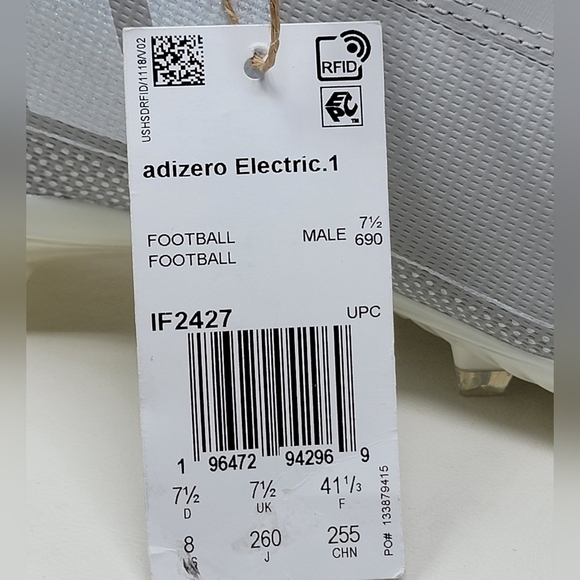 Adidas Adizero Electric.1 IF2427 Grey Silver Football Cleats Men’s Size 8 New - Picture 11 of 13